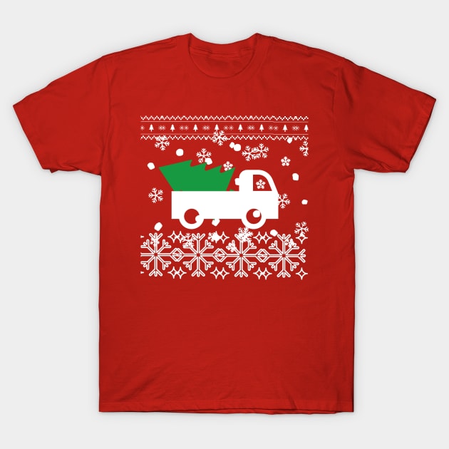 Ugly Christmas sweater design with a truck and Christmas tree T-Shirt by Apparels2022